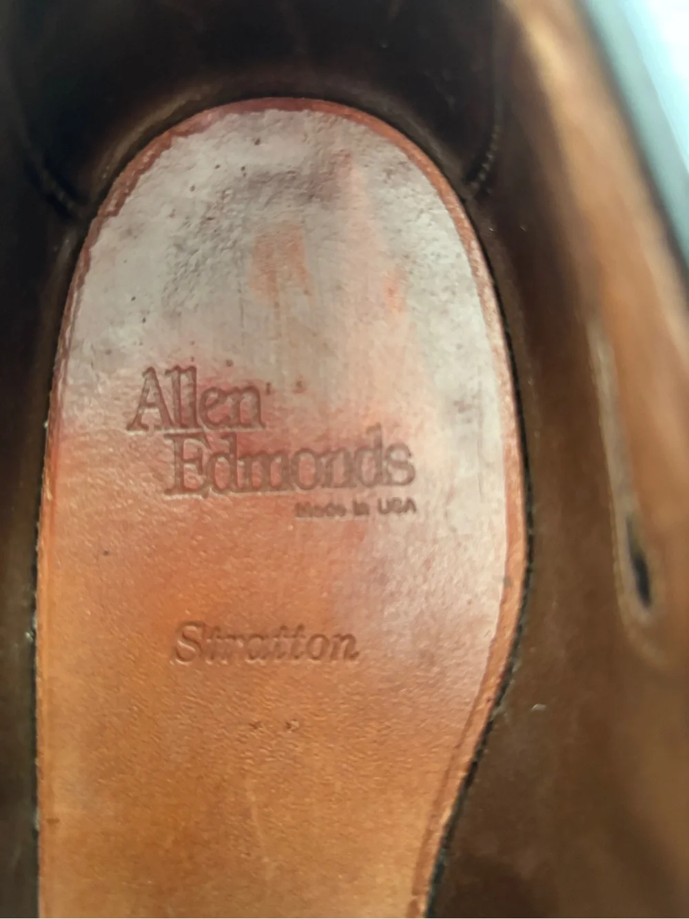Allen Edmonds Stratton Brouge Cap Toe Oxfords Mens Size 9.5 B Black Leather Sole